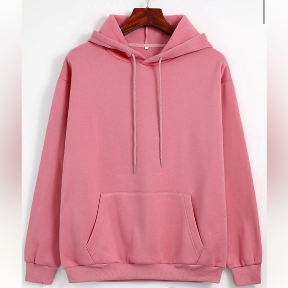 SHEIN dusty pink kangaroo pocket thermal lined drawstring hoodie size SMALL - Picture 1 of 3